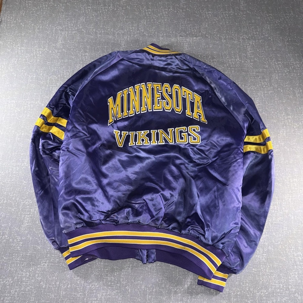 Vintage Minnesota Vikings Jacket Mens Large Purple NFL Football Chalk Line USA